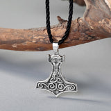 Trinity and Spirals Thor's Hammer Pendant Necklace