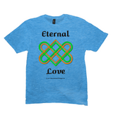 Eternal Love Celtic Heart Knot heather bright turquoise T-shirt sizes M-L