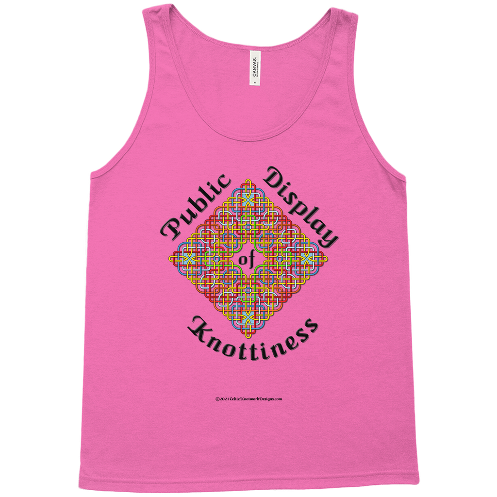 Public Display of Knottiness Celtic Knotwork Frame neon pink tank top sizes XL - 2XL