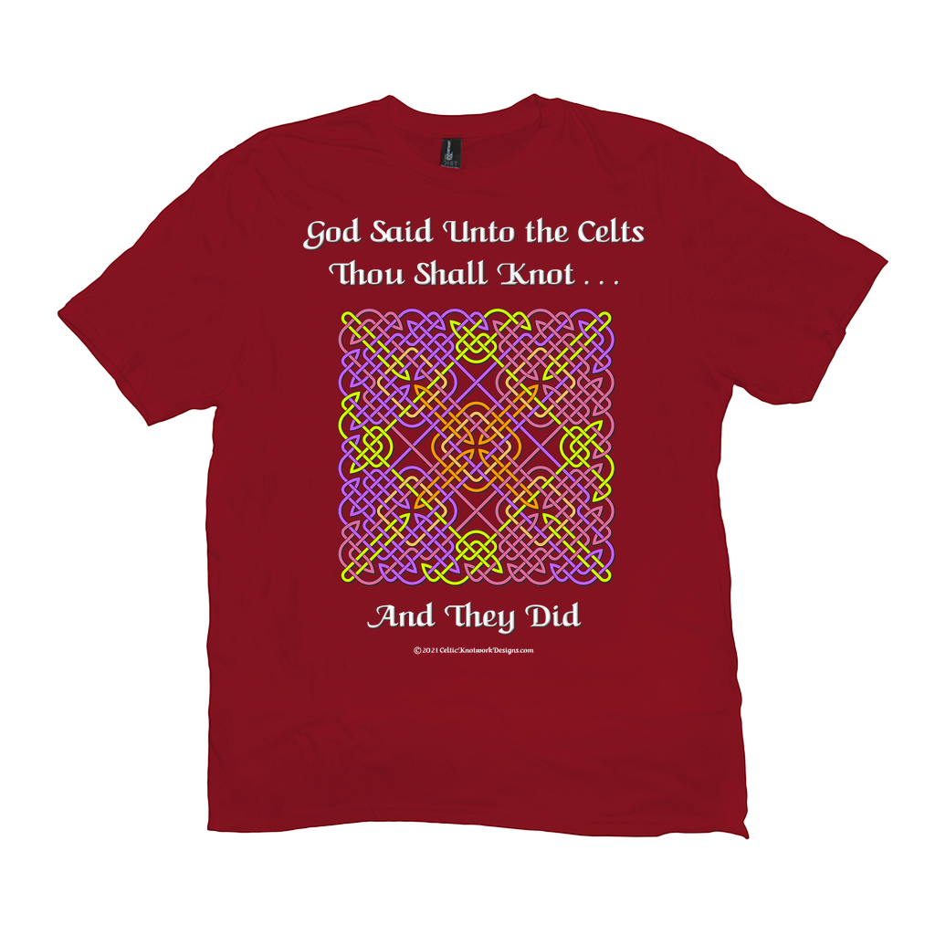 God Said Unto the Celts, Thou Shall Knot . . . And They Did Celtic Knotwork Panel red T-shirt sizes XL-4XL