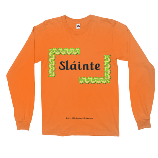 Slainte Celtic Knots orange long sleeve shirt