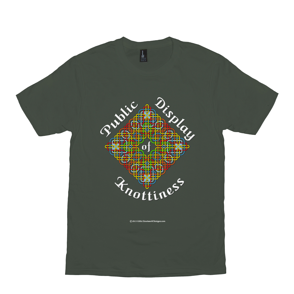 Public Display of Knottiness Celtic Knotwork Frame olive T-shirt size XS - S