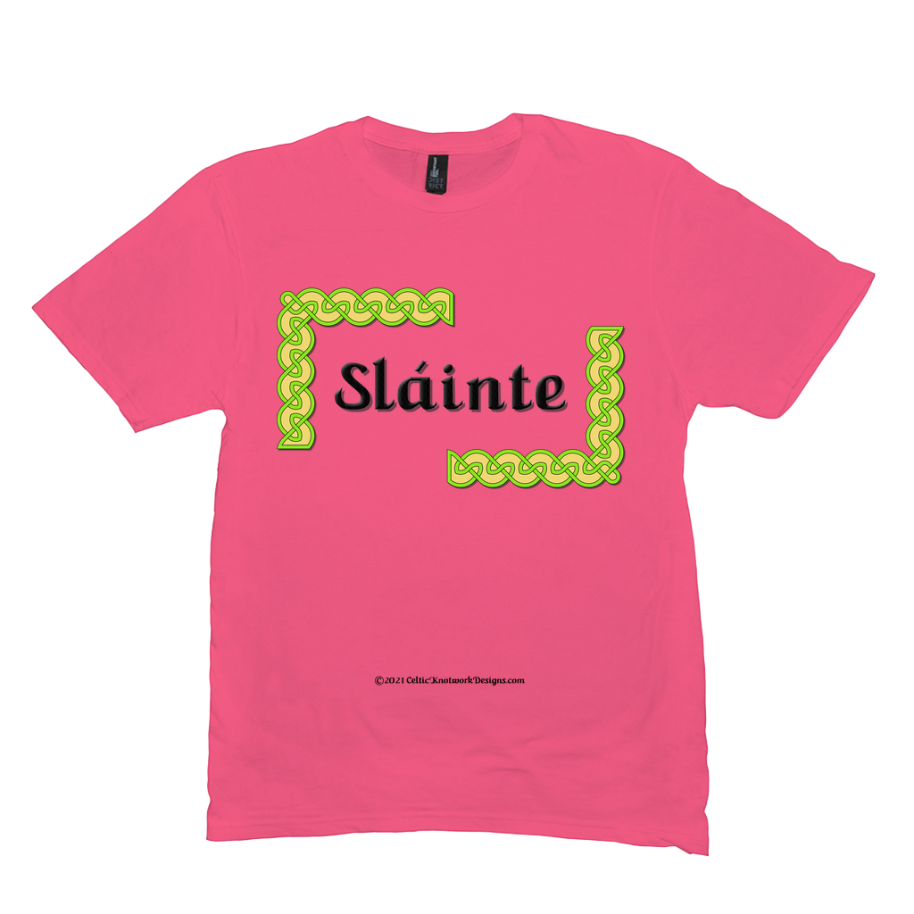 Slainte Celtic Knots neon pink t-shirt size M-L