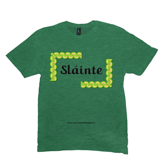 Slainte Celtic Knots heather green t-shirt size M-L