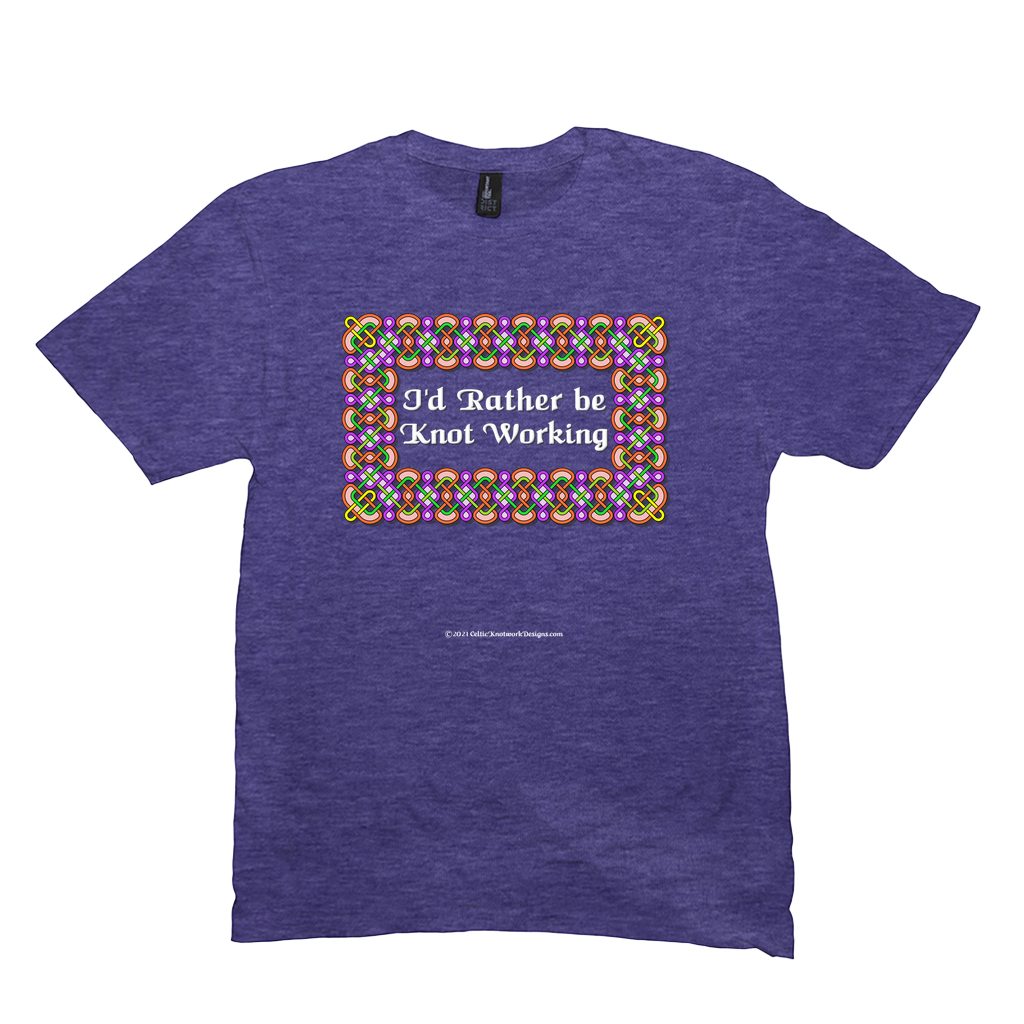I'd Rather be Knot Working Celtic Knotwork Frame heather purple T-shirt sizes M-L