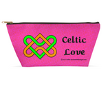 Celtic Love Heart Knot 8.5 x 4.5 T-bottom accessory pouch with black zipper front