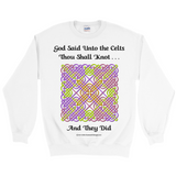 God Said Unto the Celts, Thou Shall Knot . . . And They Did Celtic Knotwork Panel white sweatshirt