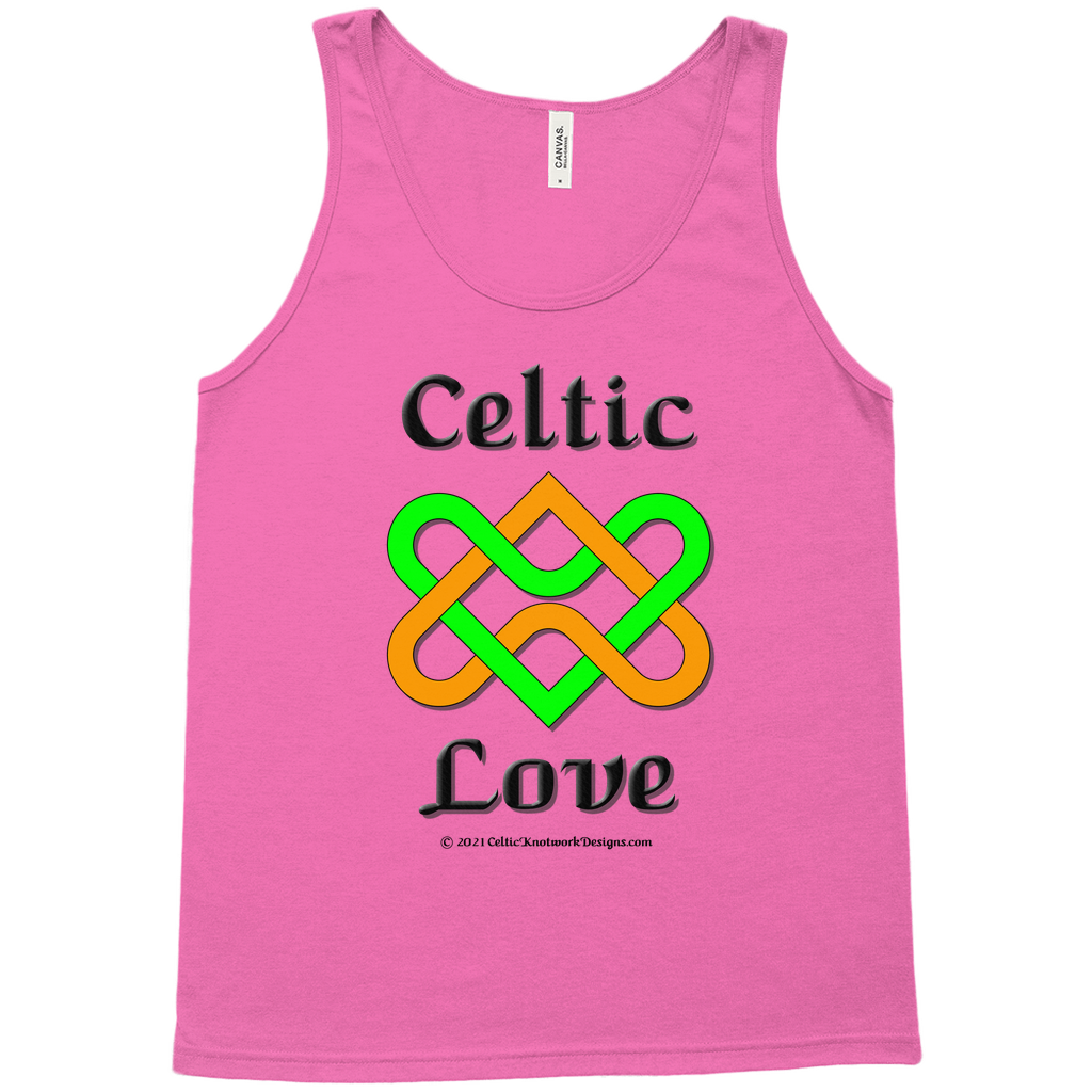 Celtic Love Heart Knot neon pink tank top sizes XL-2XL
