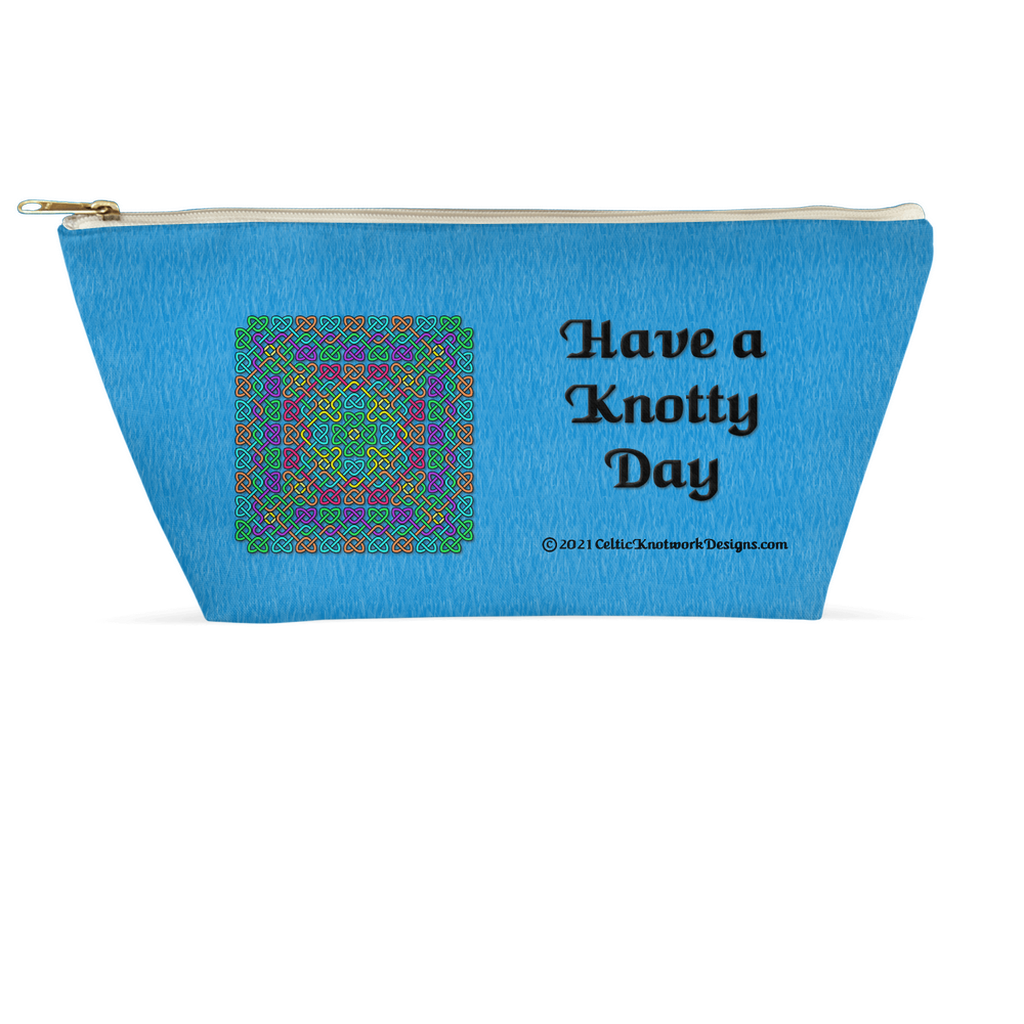 Have a Knotty Day Celtic Knotwork Panel 8.5 x 4.5 T-bottom accessory pouch with white zipper front