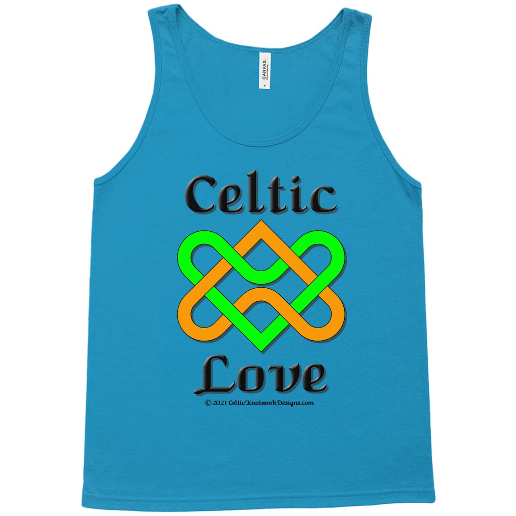 Celtic Love Heart Knot neon blue tank top sizes XS-L