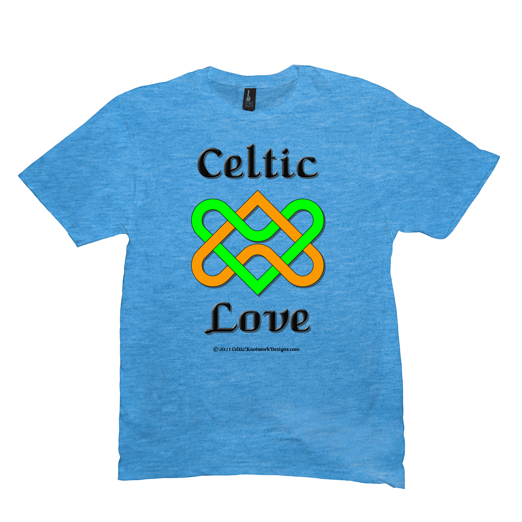 Celtic Love Heart Knot heather bright turquoise T-Shirt sizes M-L
