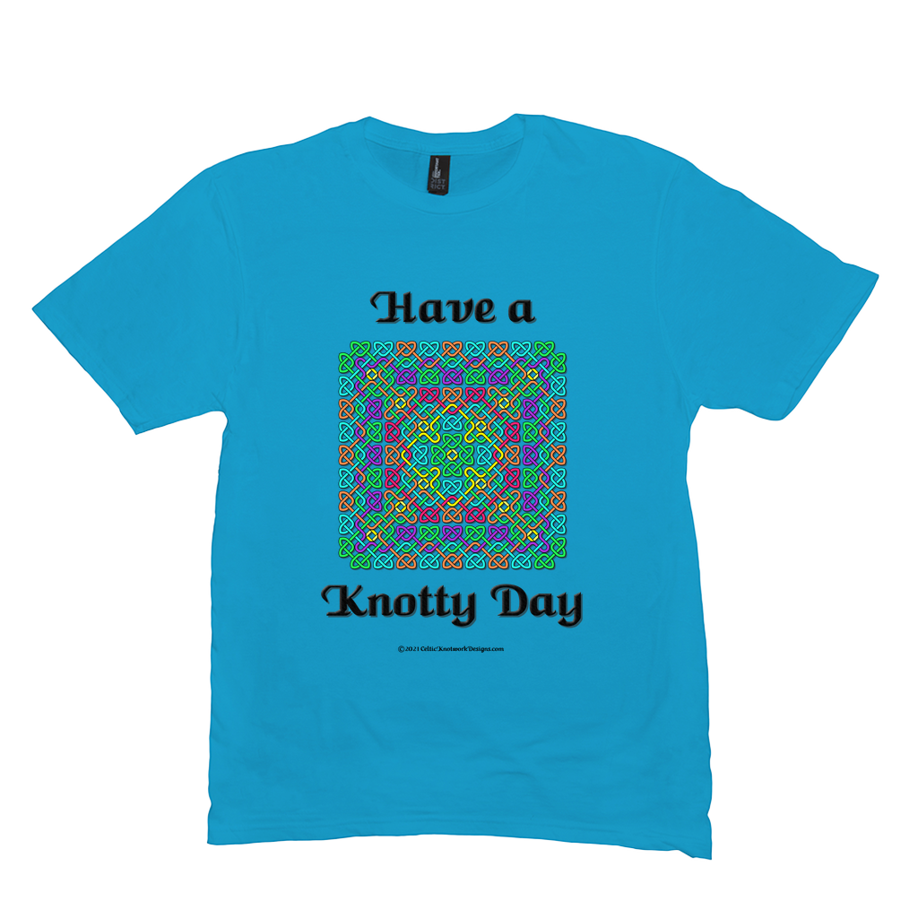 Have a Knotty Day Celtic Knotwork Panel light turquoise t-shirt sizes M-L