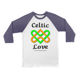 Celtic Love Heart Knot white with navy 3/4 sleeve baseball shirt