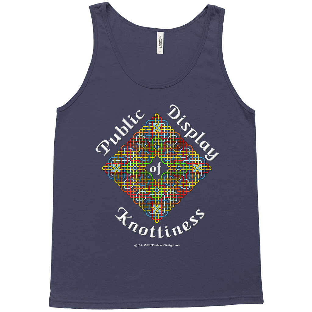 Public Display of Knottiness Celtic Knotwork Frame navy tank top sizes XS - L
