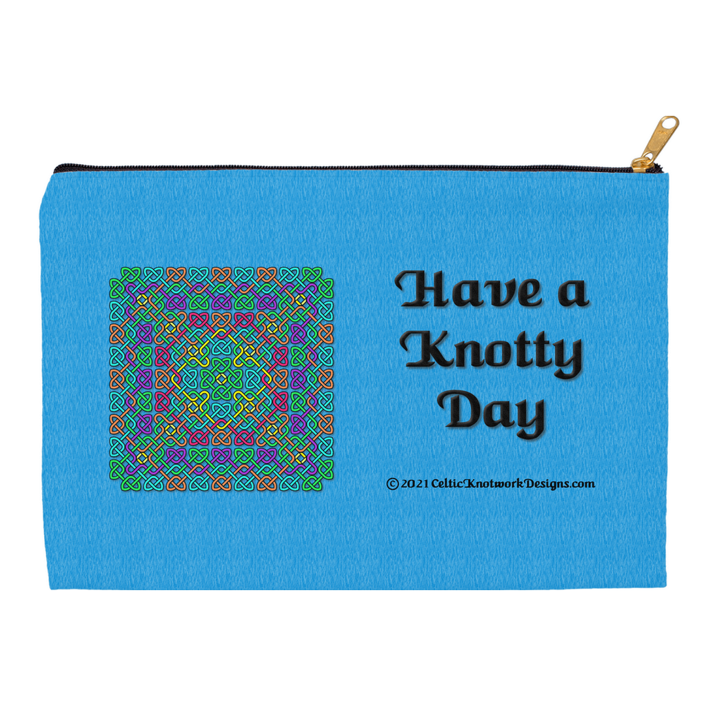 Have a Knotty Day Celtic Knotwork Panel 12.5 x 8.5 flat accessory pouch with black zipper front