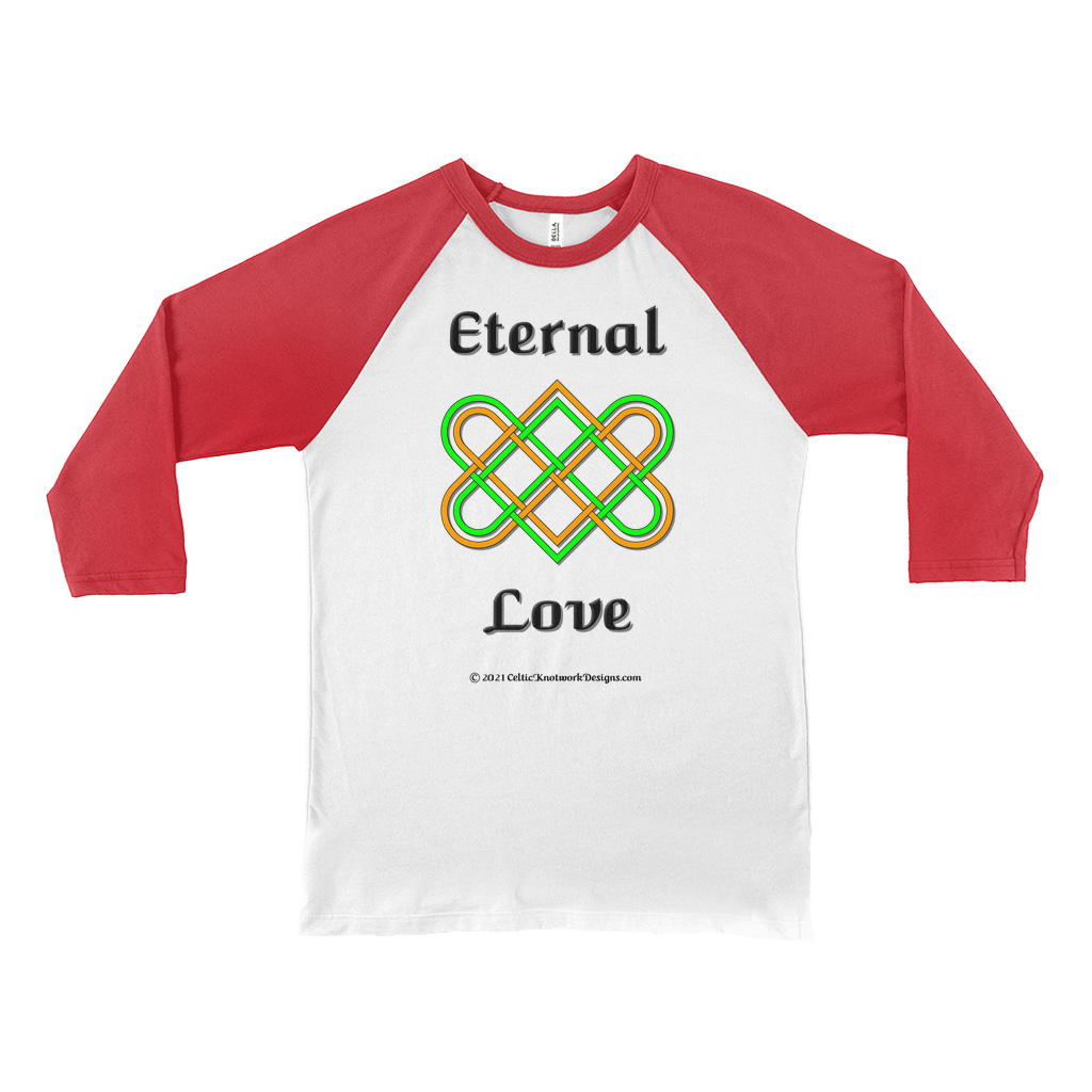 Eternal Love Celtic Heart white with red 3/4 sleeve baseball shirt
