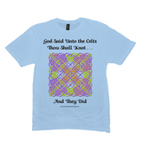 God Said Unto the Celts, Thou Shall Knot . . . And They Did Celtic Knotwork Panel ice blue T-shirt sizes M-L