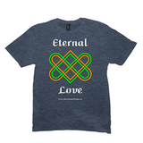 Eternal Love Celtic Heart Knot heather navy T-shirt sizes M-L