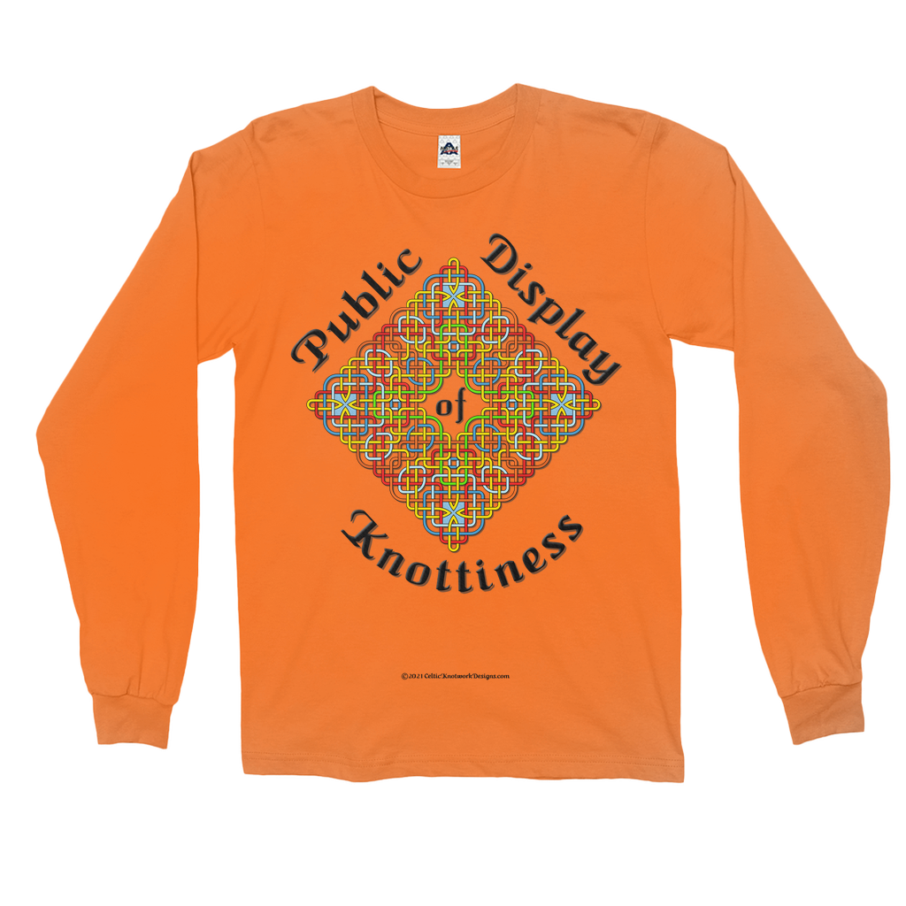 Public Display of Knottiness Celtic Knotwork Frame orange long sleeve shirt