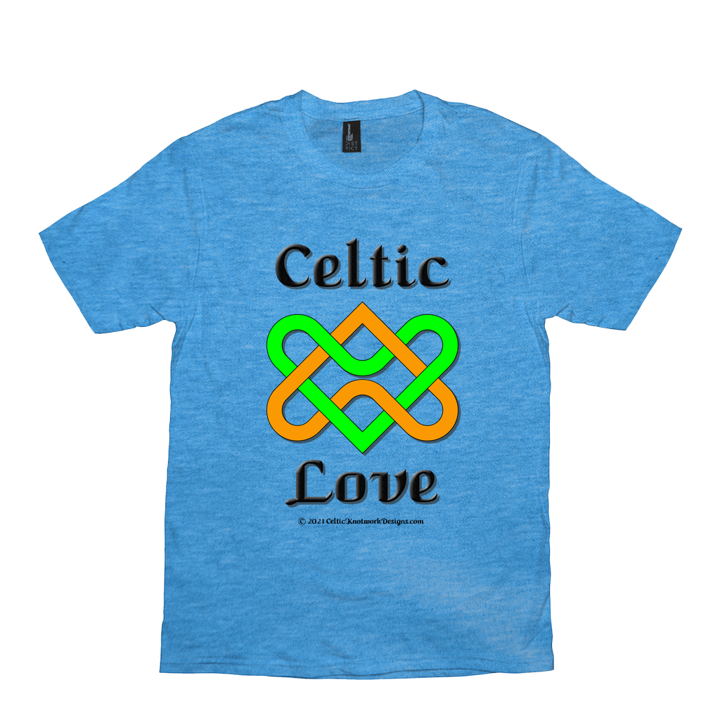 Celtic Love Heart Knot heather bright turquoise T-Shirt sizes XS-S