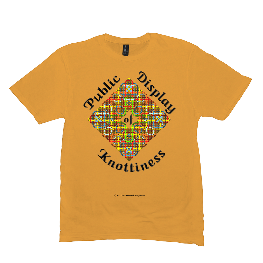 Public Display of Knottiness Celtic Knotwork Frame gold T-shirt size M - L