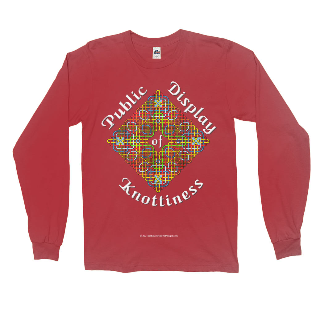 Public Display of Knottiness Celtic Knotwork Frame red long sleeve shirt