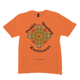 Public Display of Knottiness Celtic Knotwork Frame orange T-shirt size M - L