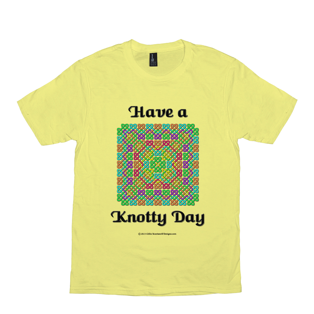 Have a Knotty Day Celtic Knotwork Panel lemon yellow t-shirt sizes XS-S