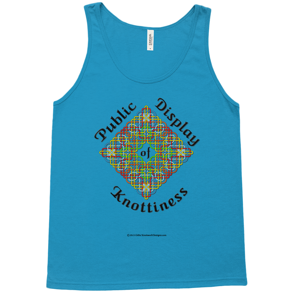 Public Display of Knottiness Celtic Knotwork Frame neon blue tank top sizes XL - 2XL