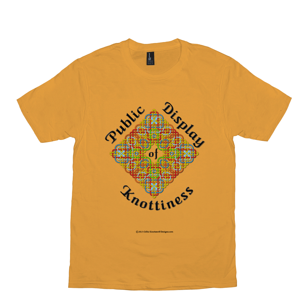 Public Display of Knottiness Celtic Knotwork Frame gold T-shirt size XS - S