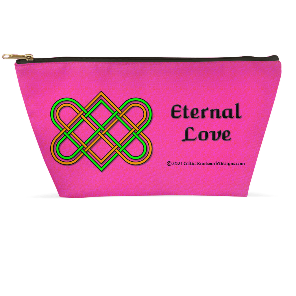 Eternal Love Celtic Heart Knot 12.5 x 7 T-bottom accessory pouch with black zipper back