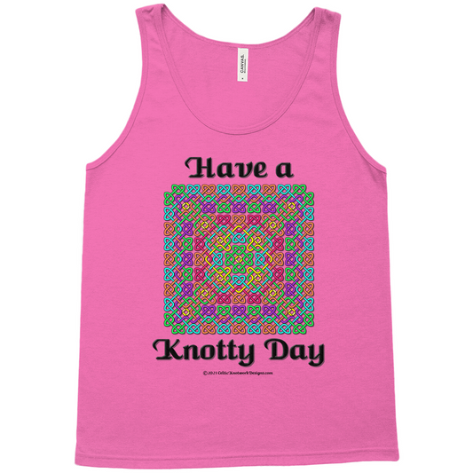 Have a Knotty Day Celtic Knotwork Panel neon pink tank top sizes XS-L