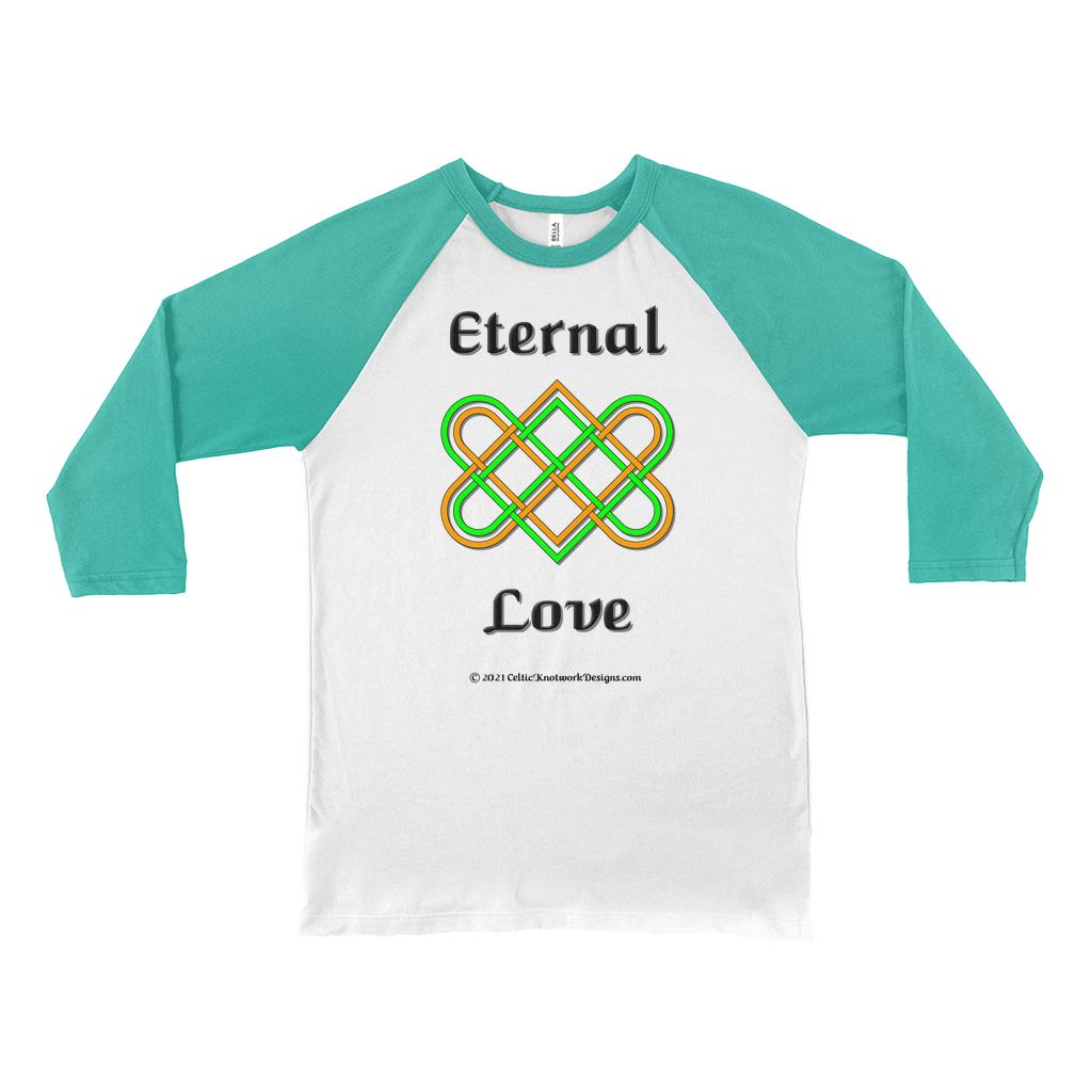Eternal Love Celtic Heart white with Kelly 3/4 sleeve baseball shirt