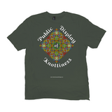 Public Display of Knottiness Celtic Knotwork Frame olive T-shirt sizes XL - 4XL