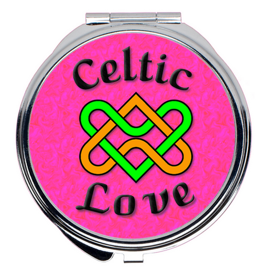 Celtic Love Heart Knot round compact mirror