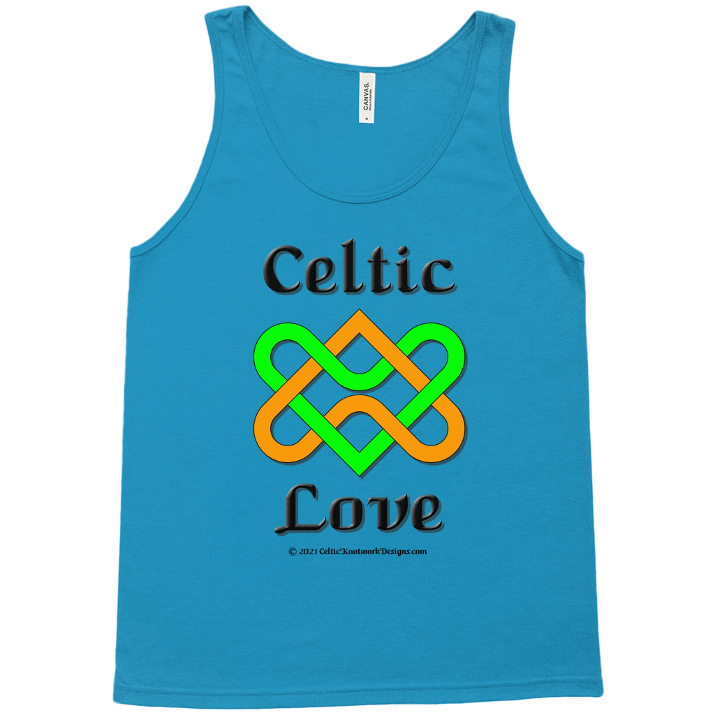 Celtic Love Heart Knot neon blue tank top sizes XL-2XL