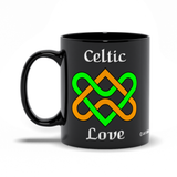 Celtic Love Heart Knot 11 oz. black coffee mug left side