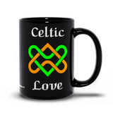 Celtic Love Heart Knot 15 oz. black coffee mug right side