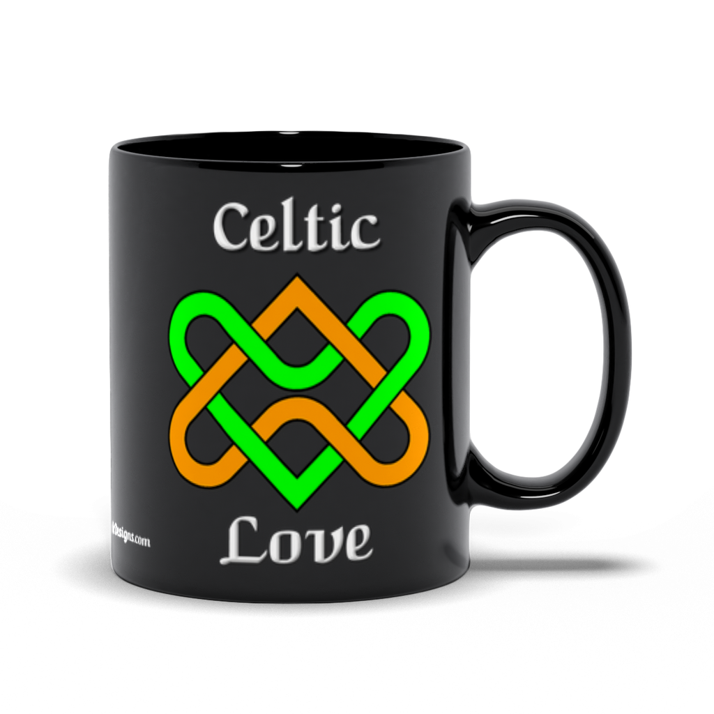 Celtic Love Heart Knot 11 oz. black coffee mug right side