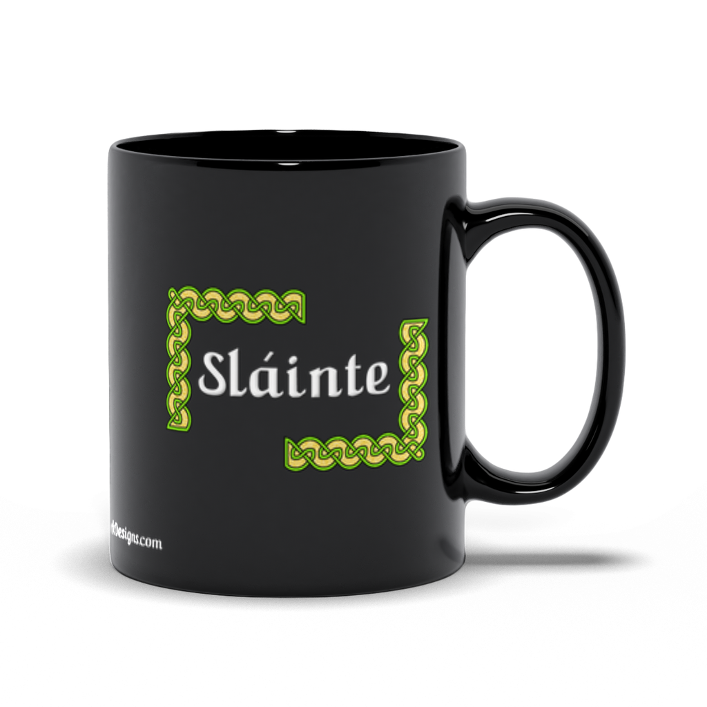 Slainte Celtic Knots 11 oz. black coffee mug right side