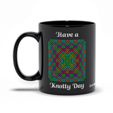 Have a Knotty Day Celtic Knotwork Panel 11 oz. black coffee mug left side