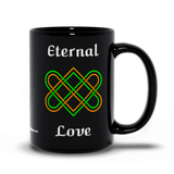 Eternal Love Celtic Heart Knot 15 oz. black coffee mug right side