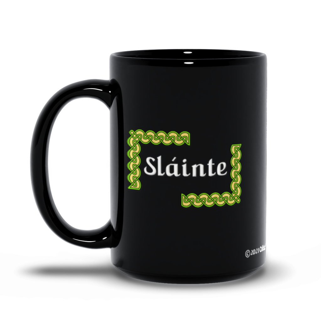 Slainte Celtic Knots 15 oz. black coffee mug left side