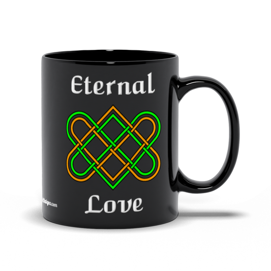 Eternal Love Celtic Heart Knot 11 oz. black coffee mug right side